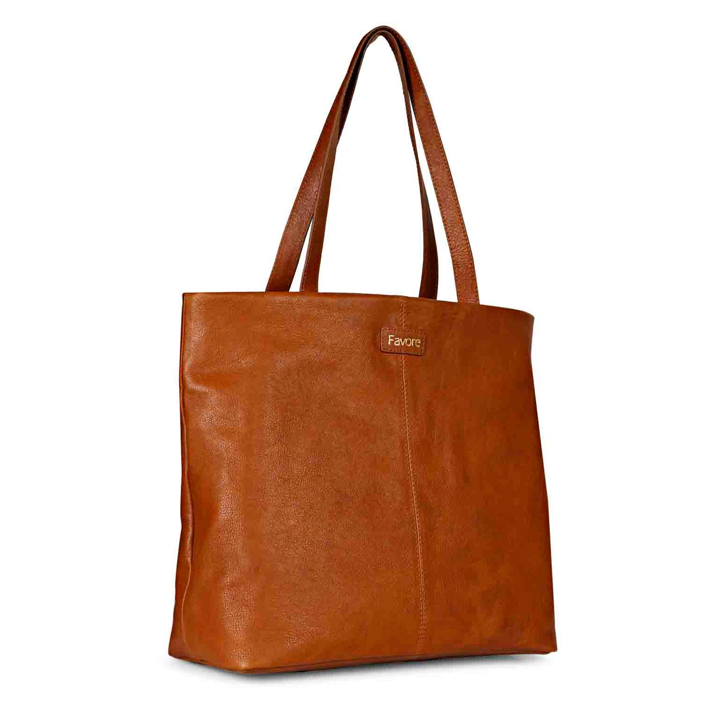 Favore Tan Leather Oversized Structured Hobo Bag