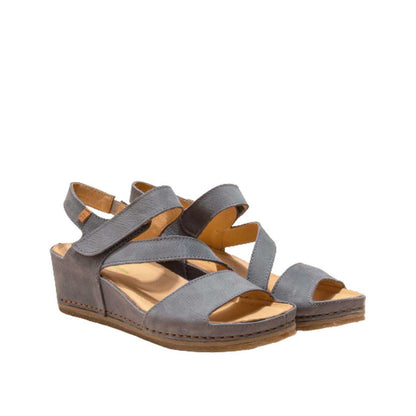 El Naturalista Vaquero Embellished Leather Block Sandals with Buckle