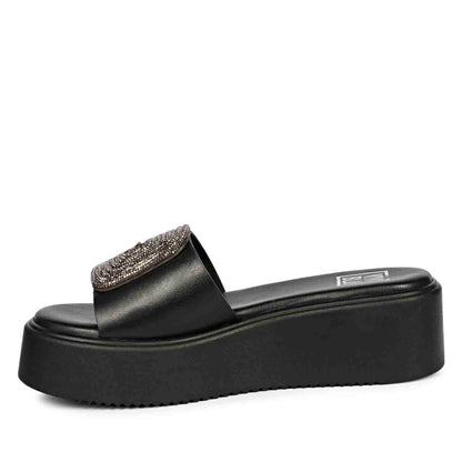 ViviBlu Platform Sandals With Black Leather