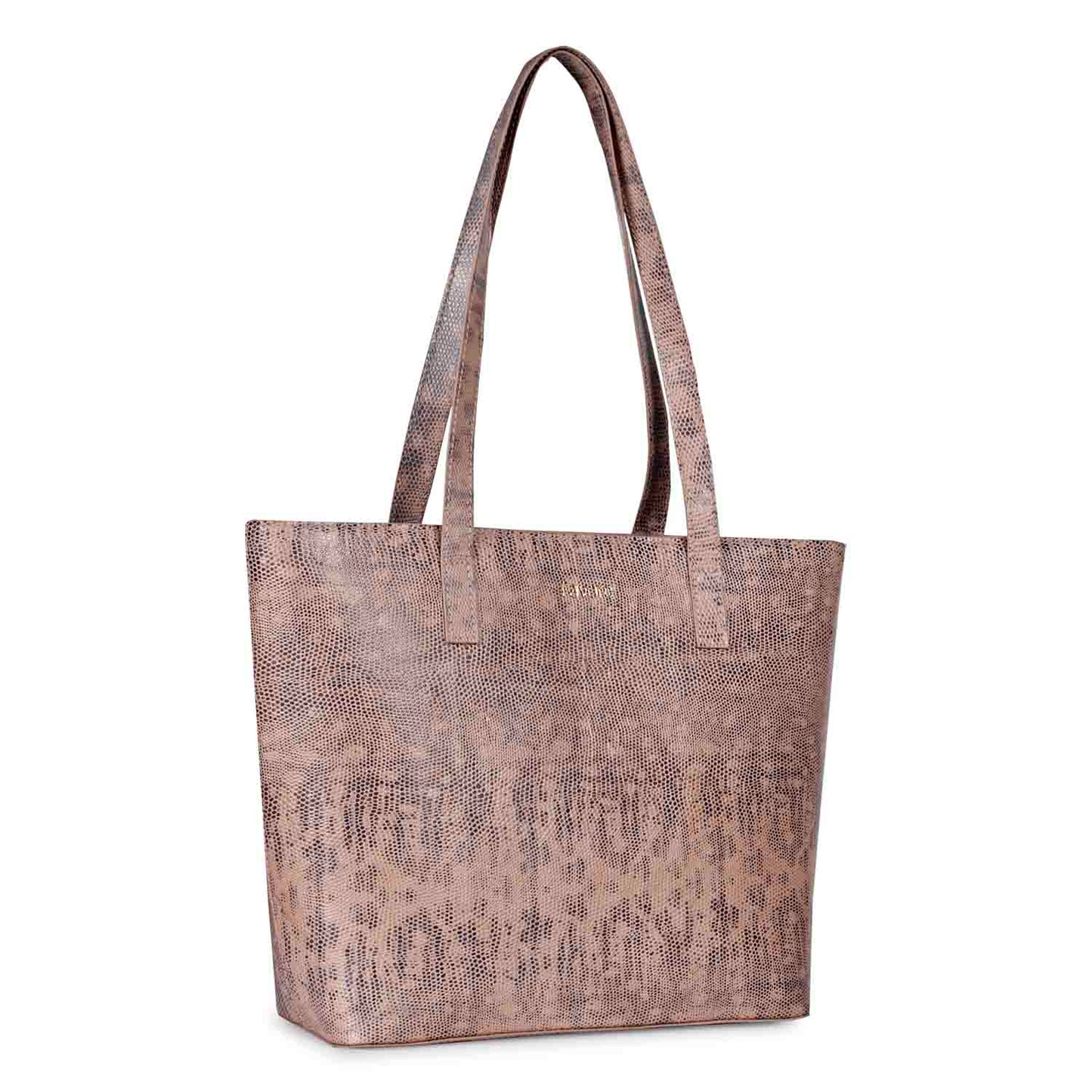 Favore Textured Peach Leather Structured Shoulder Bag With a Small Pouch