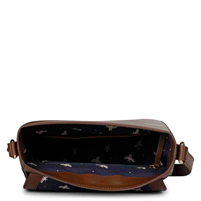 Favore Dark Brown Womens  Leather Structured Sling Bag