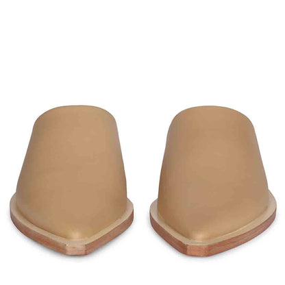 Saint Jules Beige Leather Flat Mules