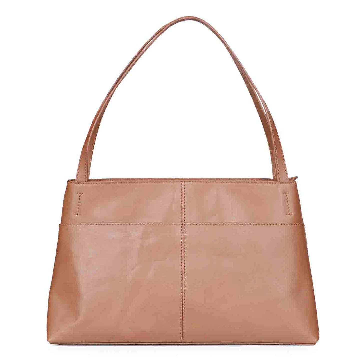 Favore Women Tan Leather Structured Handheld Bag