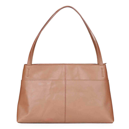 Favore Women Tan Leather Structured Handheld Bag