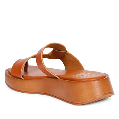 ViviBlu Tan Leather Platform Sandals