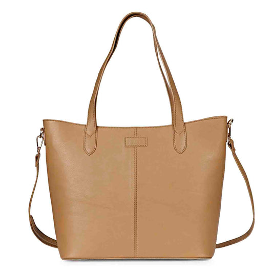 Favore Tan Leather Structured Shoulder Bag