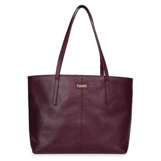 Favore Women Burgundy Leather Structured Shoulder Bag