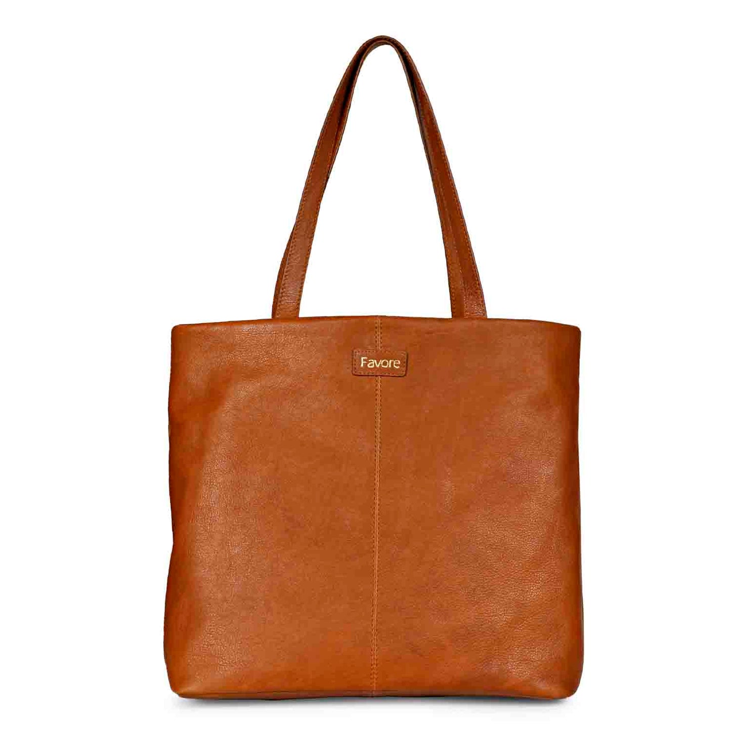 Favore Tan Leather Oversized Structured Hobo Bag
