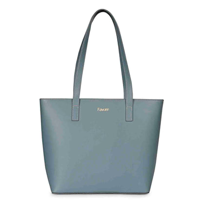 Favore Textured Navy Leather Structured Shoulder Bag With a Small Pouch