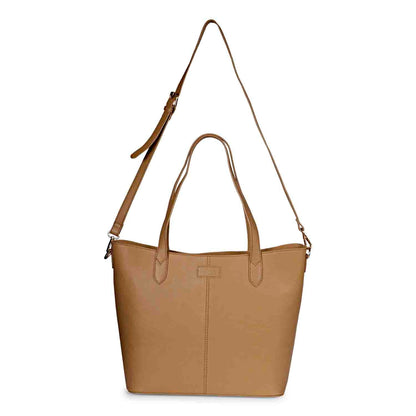 Favore Tan Leather Structured Shoulder Bag