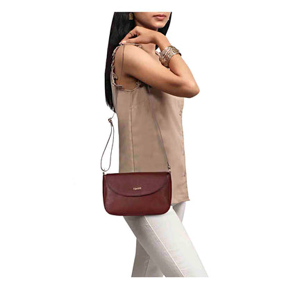 Favore Dark Brown Womens  Leather Structured Sling Bag