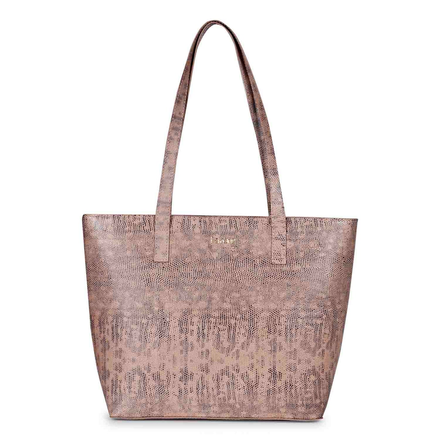 Favore Textured Peach Leather Structured Shoulder Bag With a Small Pouch