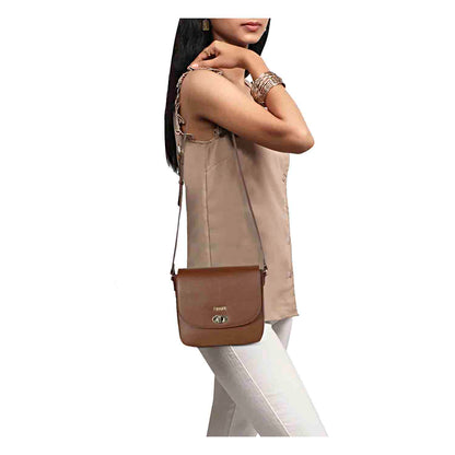 Favore Dark Brown Womens  Leather Structured Sling Bag
