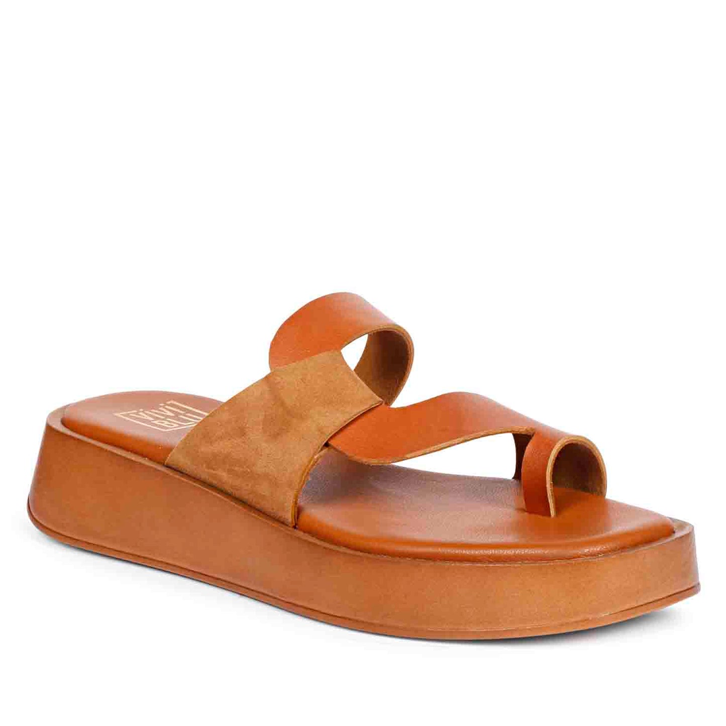 ViviBlu Tan Leather Platform Sandals