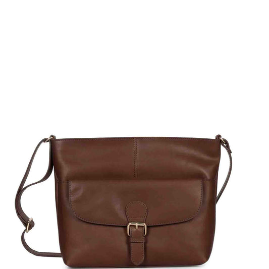 Favore Brown Womens  Leather Structured Sling Bag