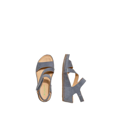 El Naturalista Vaquero Embellished Leather Block Sandals with Buckle
