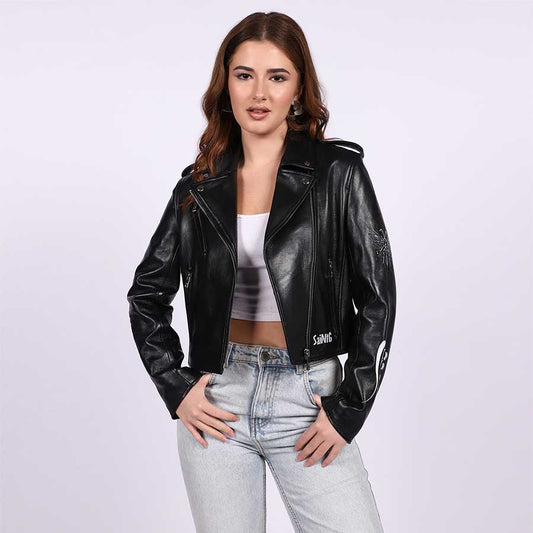 Saint Saira Black Leather Women Jackets