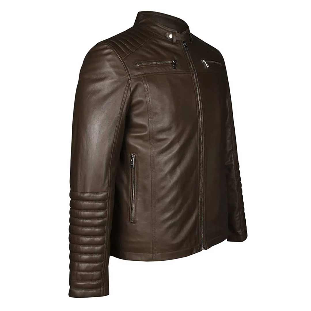 Saint Agostino Brown Leather Men's Cafe Racer Jackets