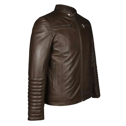 Saint Agostino Brown Leather Men's Cafe Racer Jackets