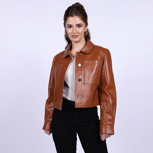 Saint Ray Cuoio Leather Women Collar Jackets
