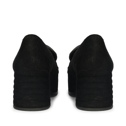 Saint Vera Gold Horsebit Black Leather Moccasins
