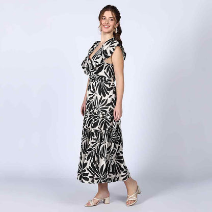 Saint Womens Ivory Printed Lurex Maxi Dress