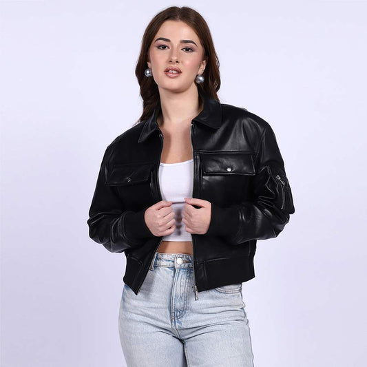 Saint Rosine Women Black Leather Jackets