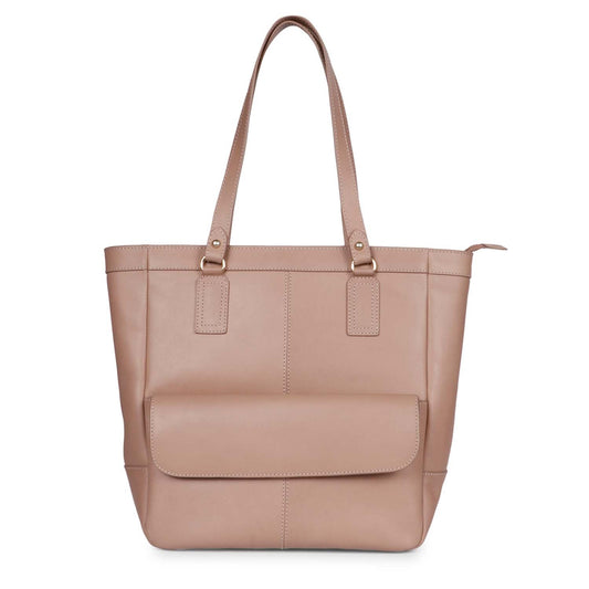 Favore Peach Leather Structured Shoulder Bag