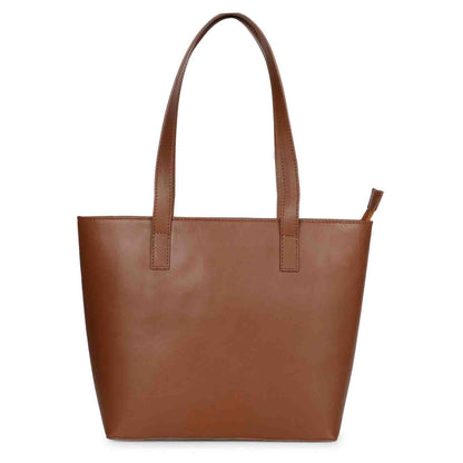 Favore Textured Brown Leather Structured Shoulder Bag With a Small Pouch