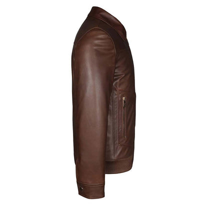 Saint Arduin Choco Brown Washed Leather Men's Bomber Jackets