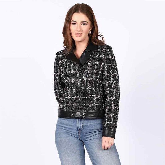 Saint Adria Grey Leather Women Collar Jackets