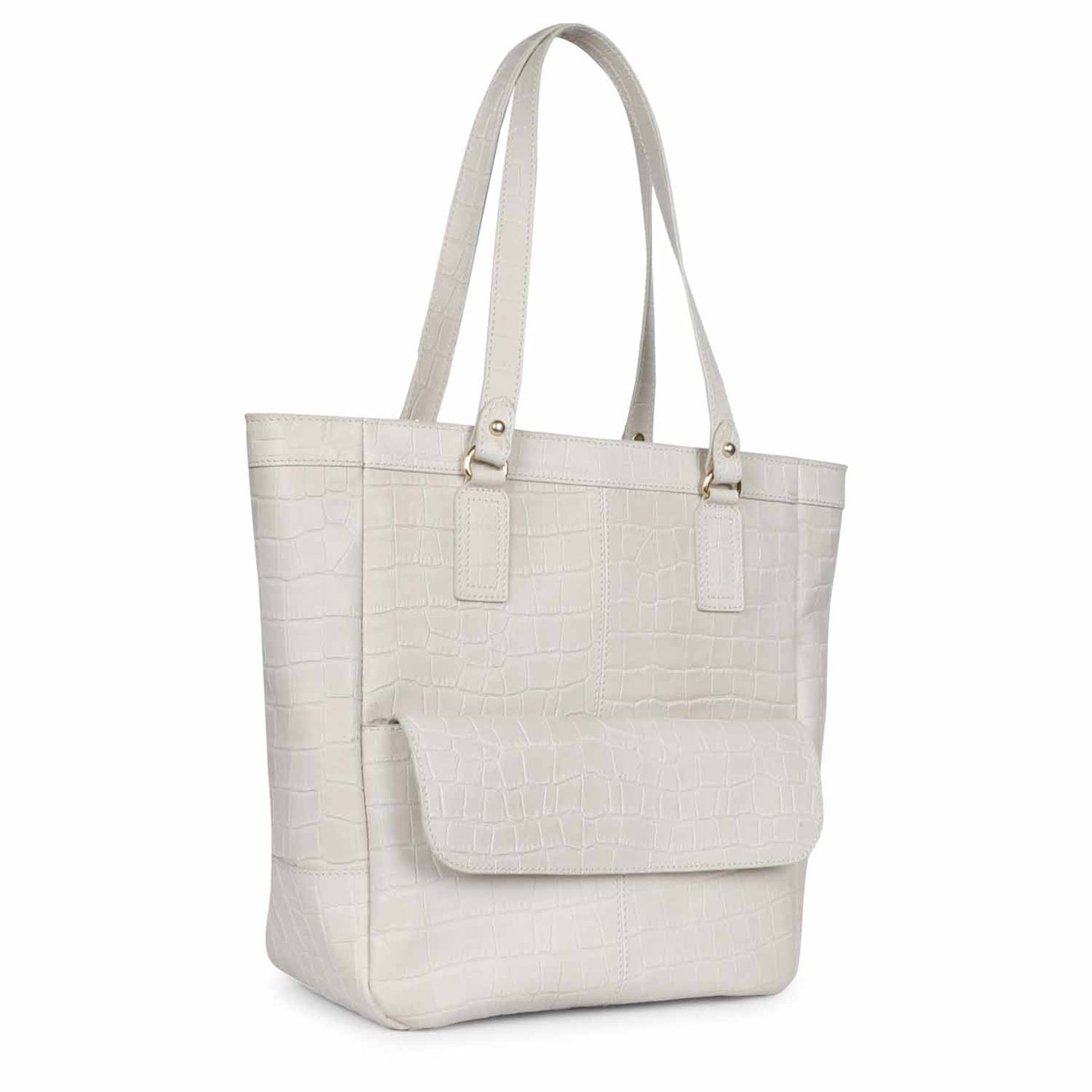 Favore Women Ivory Leather Structured Shoulder Bag