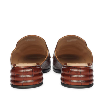 Saint Savannah Croc Embossed Chocolate Leather Moccasins
