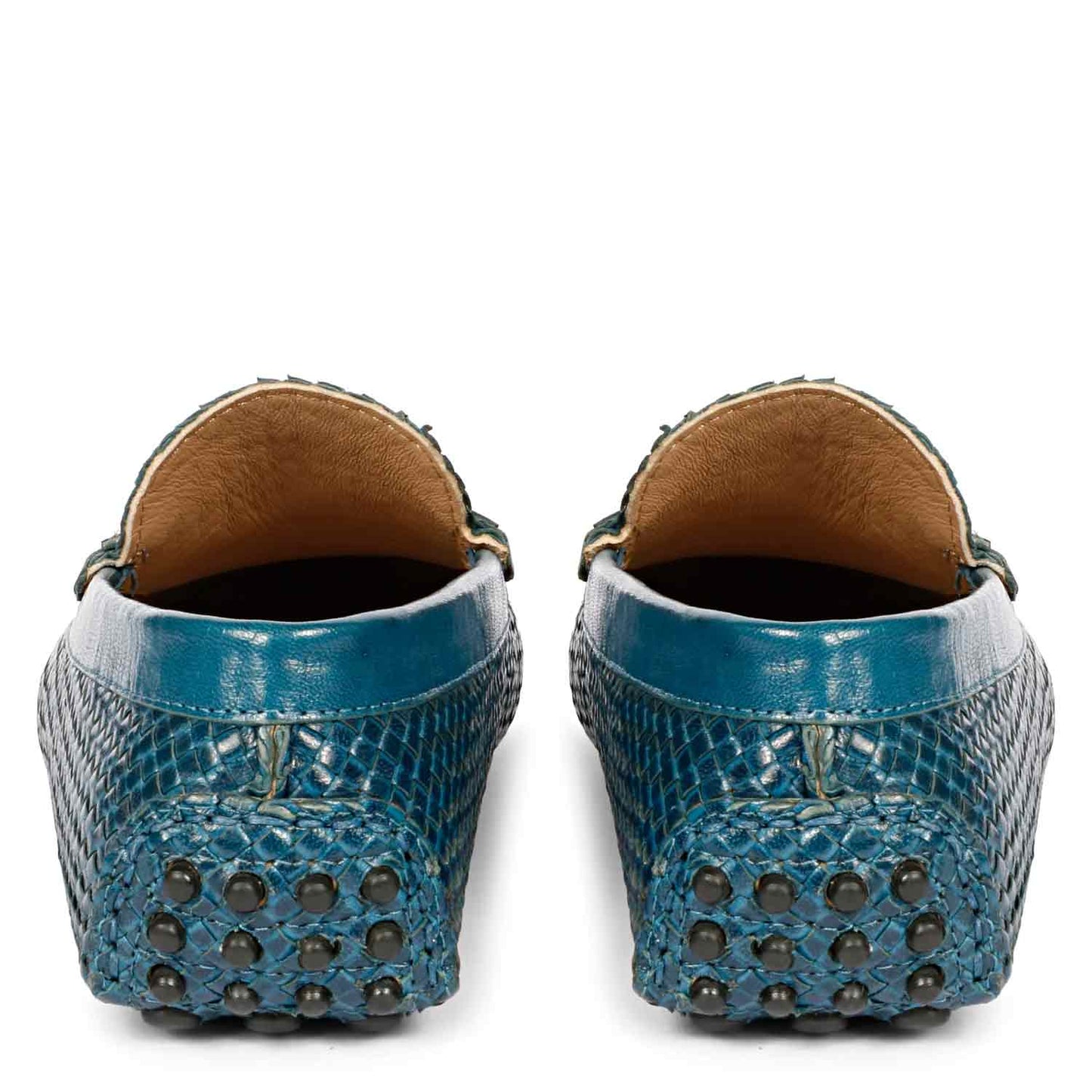 Saint Liana Blue Woven Leather Loafers