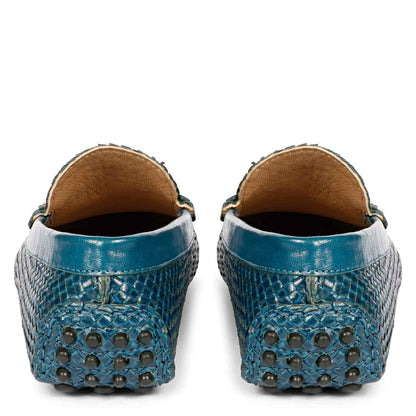 Saint Liana Blue Woven Leather Loafers