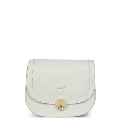 Favore Off White Womens  Leather Structured Sling Bag