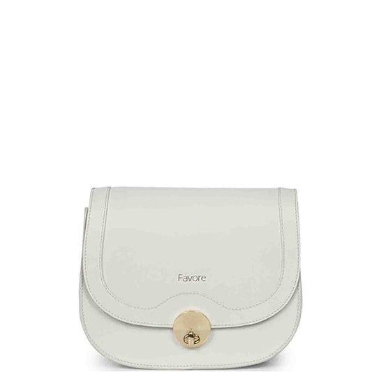 Favore Off White Womens  Leather Structured Sling Bag