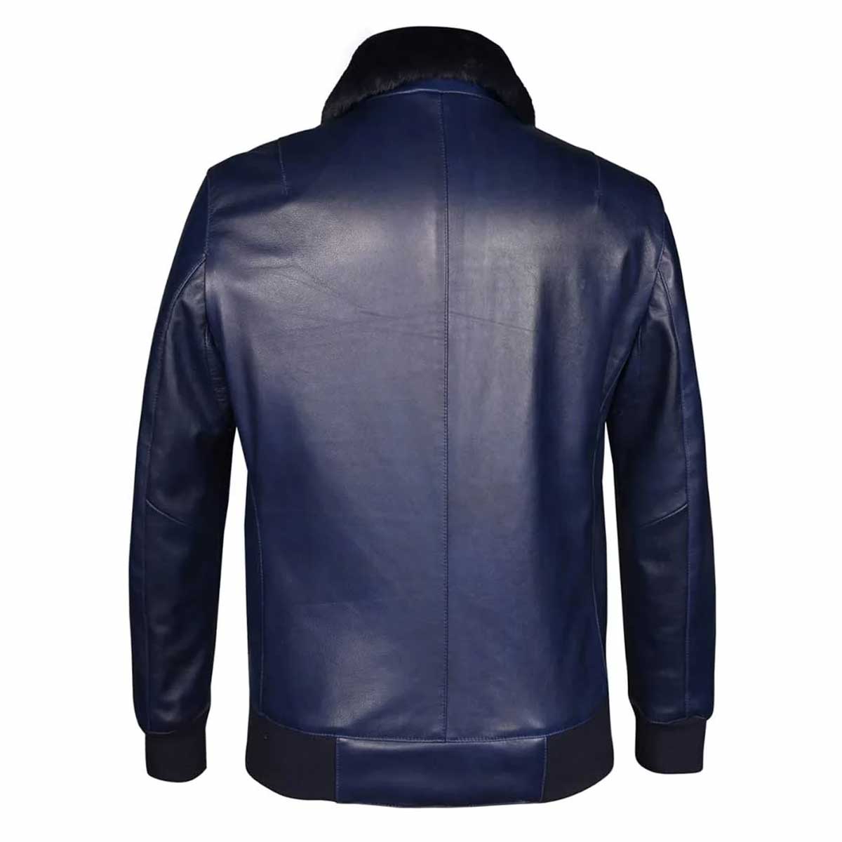 Saint Marc Men's Blue Leather Racer Jackets