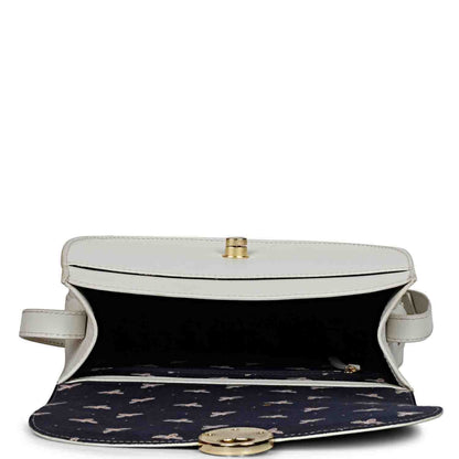Favore Off White Womens  Leather Structured Sling Bag
