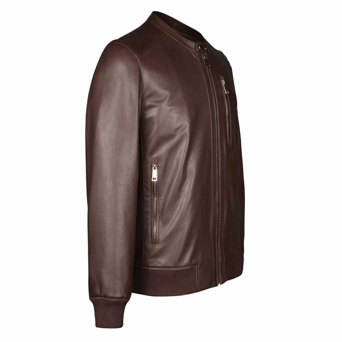 Saint Amorino Brown Leather Men's Bomber Jackets
