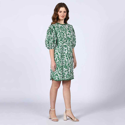 Saint Solene Womens Green Cotton Lining Short Dress