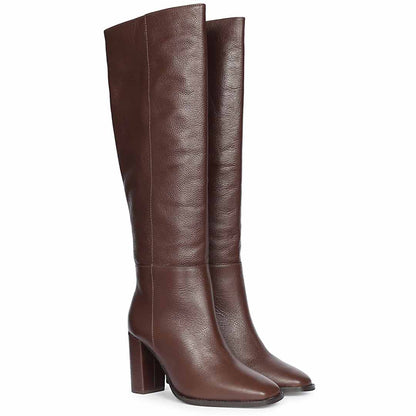 Saint Lia Brown Leather Knee High Slouch Boots