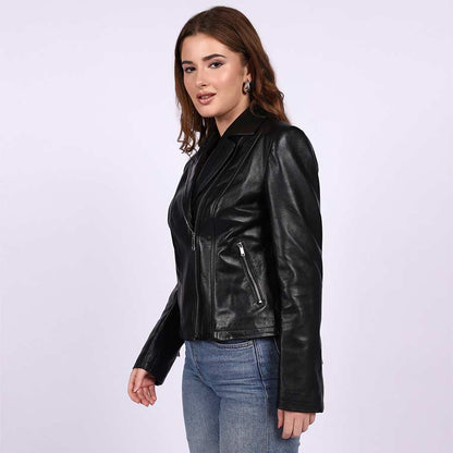 Saint Ginevra Black Leather Women Biker Jackets