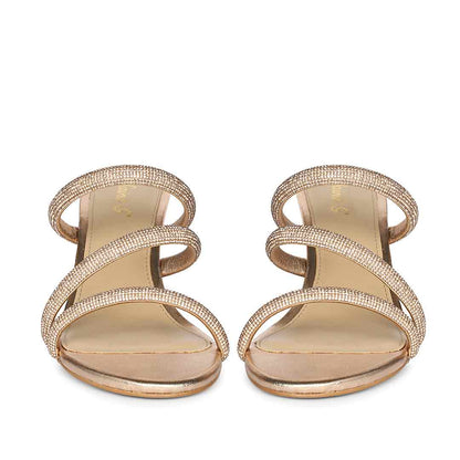 Saint Layla Crystal Cord Rose  Gold Leather Stilettos