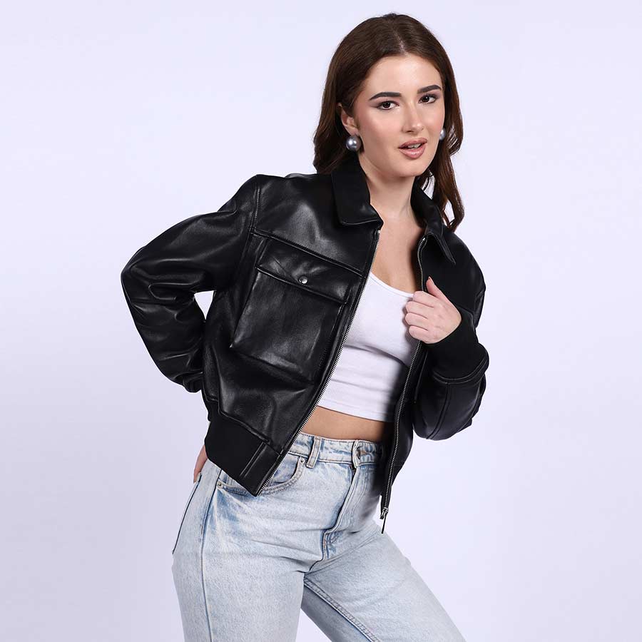 Saint Rosine Women Black Leather Jackets