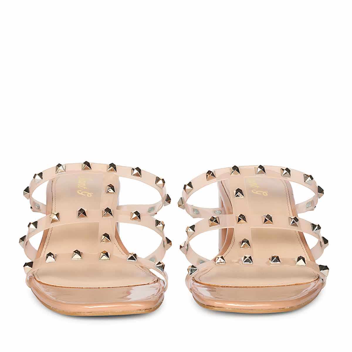 Saint Novara Metal Studded Blush Vegan Leather Heels