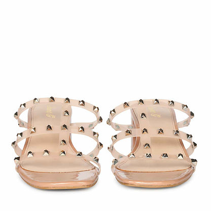 Saint Novara Metal Studded Blush Vegan Leather Heels