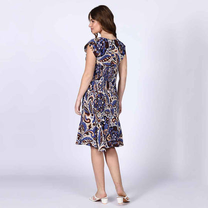 Saint Womens Blue Multicolour Viscose Mini Dress