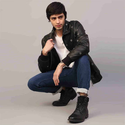 Saint Joshua Black Leather Men's Jackets