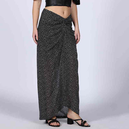 Saint Womens Black Georgette Draped Skirt